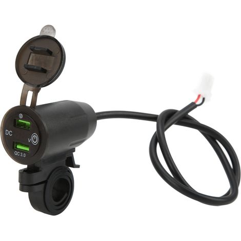 Chargeur Voiture USB Double Port QC3.0 Noir avec Affichage Tension, Adaptateur Allume-Cigare Rapide pour Moto (1/5)