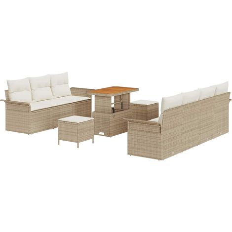 Maison Exclusive - Garten-Sofa-Set mit Kissen mit Speicher 10 pcs