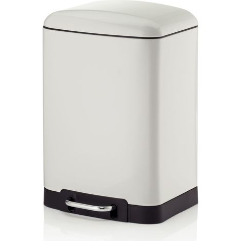 Papelera de pedal de acero Kela Davino, 12 L, 27 x 23 x 40 cm, blanca (1/5)