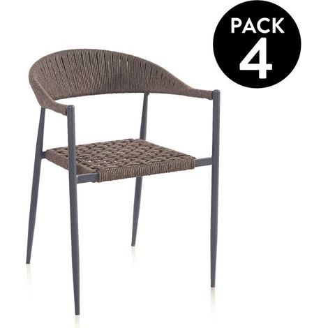 Pack 4 sillas de exterior Eina Grafito 57cm (ancho) x 76cm (alto) (1/5)
