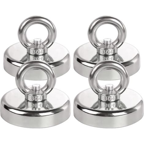 Aimant Puissant 32mm Aimant de Peche Avec Anneaux Néodyme Gros Robuste Crochets Magnétiques pour Maison Cuisine Bureau Garage Atelier Camionnette 4 pièces (1/5)