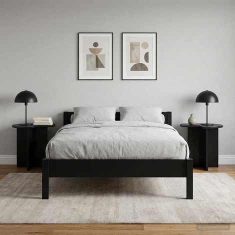 Mesa lateral con almacenamiento 2 pcs Roble Negro Ø 39 x 38 cm