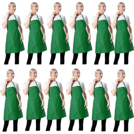 Lot de 12 tabliers imperméables unisexes multicolores - Tabliers de cuisine, pâtisserie, restaurant, travaux manuels et peinture en vrac (1/5)