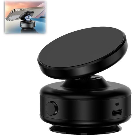Support de navigation auto 360° rotatif - Adsorption magnétique double face & vide, support pour vitre/tableau de bord, universel (Noir)