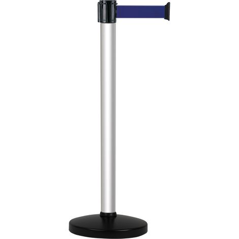 Poteau Alu Anodisé à sangle Bleu 5m x 50mm sur socle portable - 2052245 (1/2)
