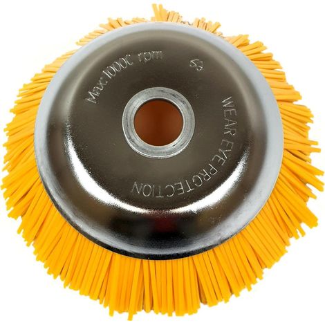 Brosse de nettoyage nylon 200 mm – Compatible débroussailleuses avec trou de 25,4 mm – Élimine mousse et résidus sur pavés – Légère et ergonomique – Silver