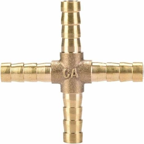 royaluxe - 5pcs 4-way en laiton tuyau colleur, connecteur barbelé croix air eau huile gaz combustible 6mm, (1/5)