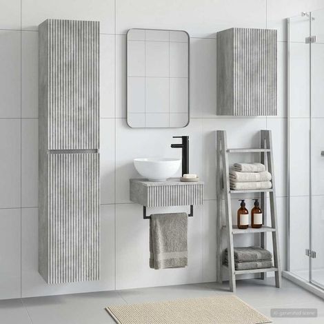 Set di mobili per il bagno 3 pz Grigio Cemento vidaXL (1/5)