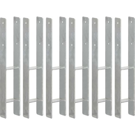 Lot de 6 Piquets de clôture Piquet pour grillage Argenté 9x6x60 cm Acier galvanisé 52577 (1/5)
