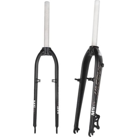 Fourche Rigide VTT 26" 27,5" 1-1/8" Tube Droit sans Filetage QR 9 x 100 mm Disque V Frein ultraléger en Alliage d'aluminium Fourche Avant de vélo de Montagne (Couleur : Gris + Blanc, Taille : 26") (1/5)