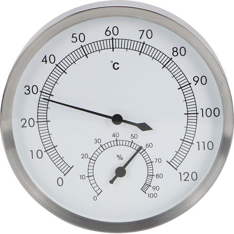 2 en 1 en Acier Inoxydable Hygromètre Sauna Salle Thermomètre Hygromètre Température intérieure Humidité Monitor pour Le Sauna Spilleur 12.5x12.5 cm (1/5)