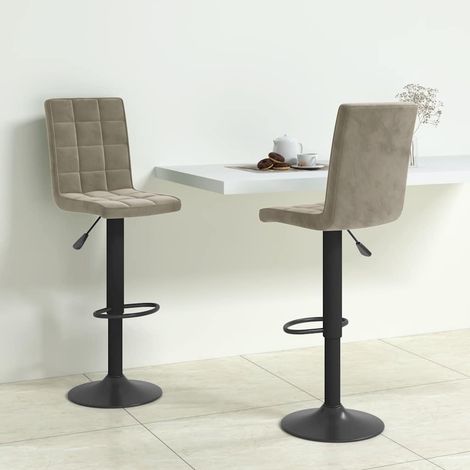 vidaXL Taburetes de cocina 2 unidades terciopelo gris claro (1/5)