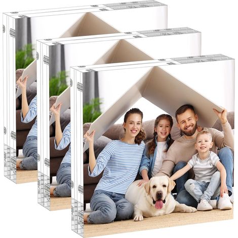 Cadre photo en pouces paquet de magnétique double face autonome pour l'affichage bureau 5x5 3 acrylique (1/5)
