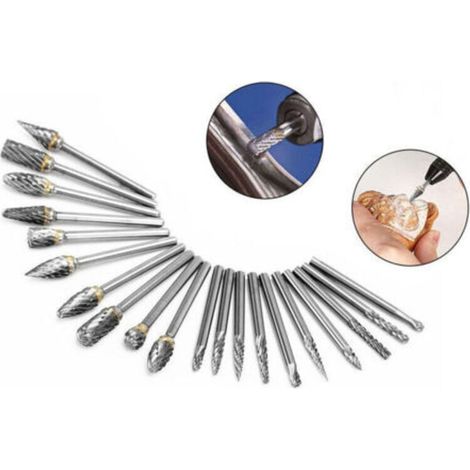 Pr 20pcs Wood Carving, Root Carving, Grinding and Polishing, Tungsten Steel Rotary Files, Alloy Grinding Head (1/4)