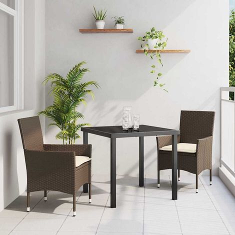 Conjunto de Comedor de Jardín 3 uds. Marrón ratán sintético vidaXL (1/5)