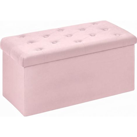 Foldable Pouffes Storage Box Clothes Stool Bedroom Storage Bench Space Saving Velvet Pink 80 x 40 x 40 cm (1/5)