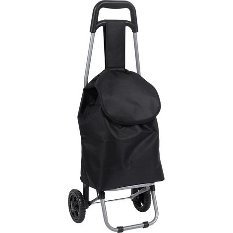 Chariot de courses noir à 2 roues en polyester (H87 cm) (1/5)