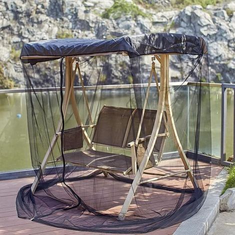 Moustiquaire pour siège pivotant, maille polyester, hamac de jardin, tente de lit à baldaquin, noir, 125 x 155 x 205 cm (1/5)
