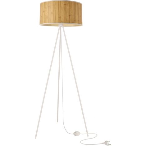 Lampadaire scandinave blanc/pin trépied E27 40W Raffi (1/2)
