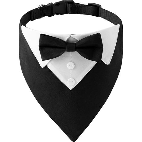 Tuxedo formel pour chien, collier de mariage avec nœud papillon pour chien, bandana de collier de mariage pour animal ajustable pour chiens petits, moyens et grands (1/5)
