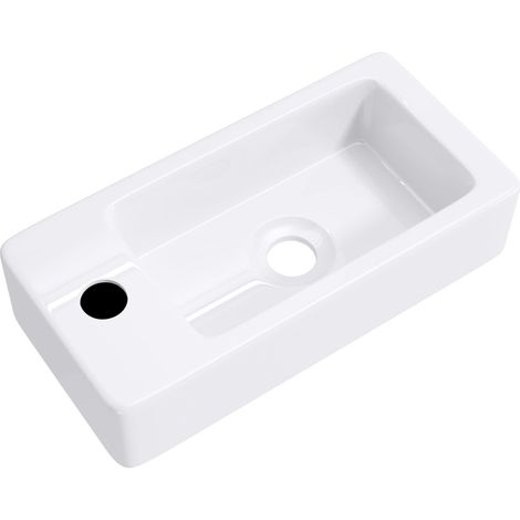 Mai & Mai Lavabo Bagno Sospeso 37.5X18X8.8cm, Lavandino Bagno Rettagolare in Ceramica Nano Rivestimenti Inclusi Bianca Brüssel3053R (1/5)
