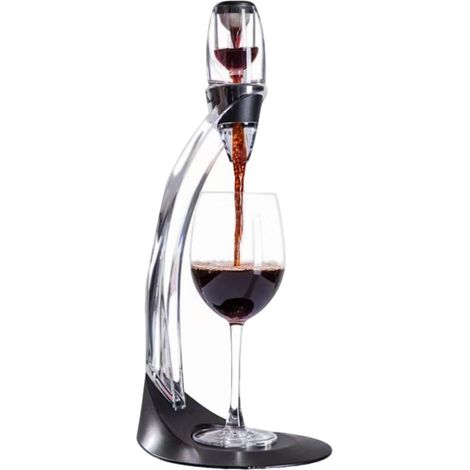 Aérateur Décanteur Vin - Bec Verseur Vin Rouge Rapide avec Support Système Ventilation Intégré Distributeur Respiration Portable avec Filtre pour Bar Maison Fête Noël et Dégustation Voyage