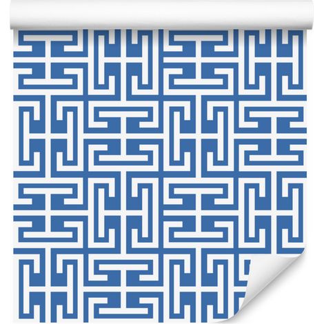 Carta da parati con motivo geometrico azzurro e blu per soggiorno e camera da letto, 50x1000 cm (1/5)