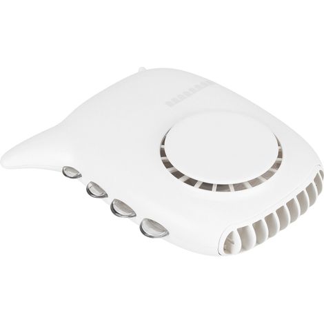 Ventilateur électrique portable à tour de cou, petit modèle, 3 vitesses, chargement USB, blanc (1/5)