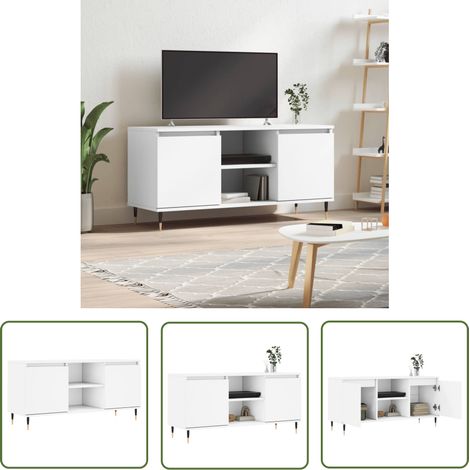 The Living Store TV-Schrank Weiß 104x35x50 cm Holzwerkstoff - TV Schrank - Fernsehtisch - Regal - Wohnzimmer Dekoration - Aufbewahrung (1/5)