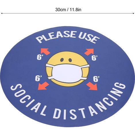 Lot de 5 autocollants de signalisation de distance de sécurité pour sacs, avec avertissement de distance au sol pour magasins et hôpitaux (XG021) (1/5)
