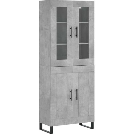Maison Exclusive - Buffet haut Gris béton 69,5x34x180 cm Bois d'ingénierie (1/5)