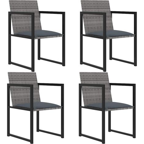 Maison Exclusive - Set da Pranzo da Giardino 5 pz con Cuscini in Polyrattan Grigio (1/5)