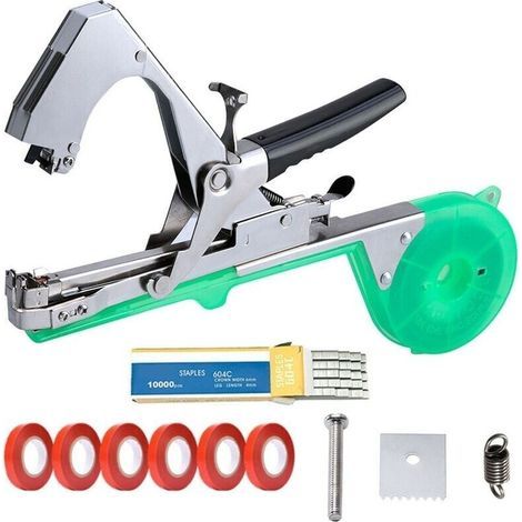 Plant Tying Machine, Adhesive Tape Tools for Garden Plants, Tapener - Gardening Tape Tool with Tapes, S-Staples and Replacement Blades, Binding Machine - LIAIKI (1/5)