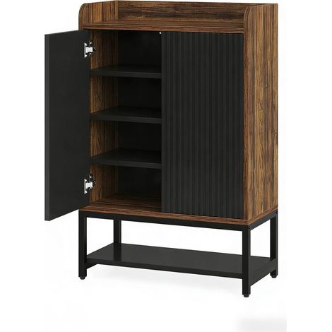 Scarpiera stretta a 5 livelli con ante 73 x 35 x 105,5 cm nero e marrone (1/5)