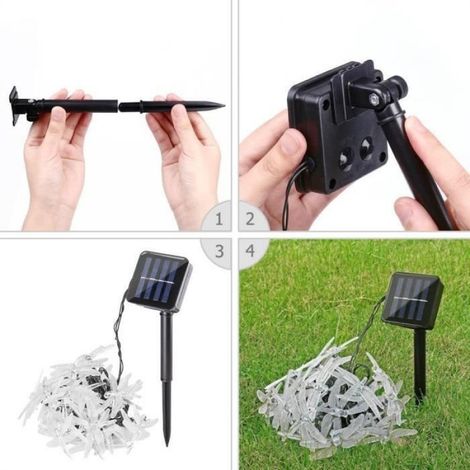 Guirlande Lumineuse Solaire,Imperméable Guirlandes Libellule Led Décoration Pour Extérieur Jardin, Patio, Jardin, Clôture (1/4)
