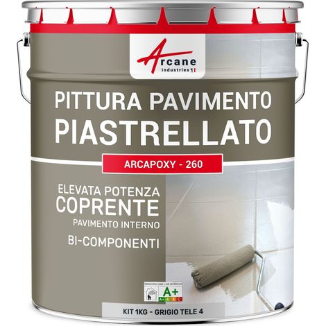 Vernice per piastrelle pavimento, a base di resina epossidica - Arcapoxy Pavimento Piastrellato - 1 kg (fino a 5 m² in 2 strati) Grigio tele 4 - RAL 7047 - ARCANE INDUSTRIES (1/5)