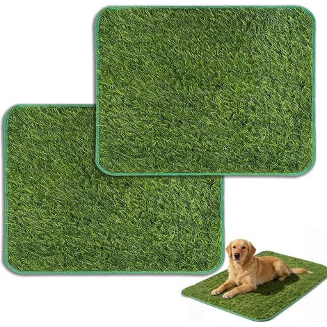Lot de 2 toilettes pour chien - Balcon - Gazon artificiel - Lavables - Réutilisables - Tapis de pluie pour petits chiens - 58,5 x 46 cm (1/5)