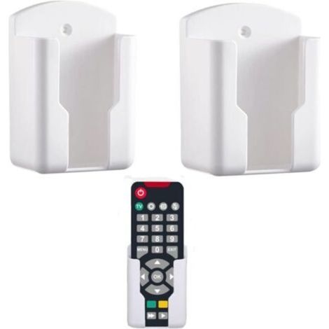 Wall-mounted remote control holder – small storage box – white – universal design, compatible with TV and air conditioner remote controls – drill-free installation (1/4)