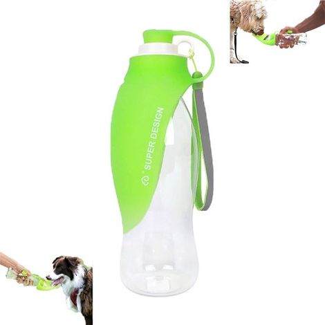 Gamelle d'eau pour animaux - Gourde pour chien - Fontaine à eau portable d'extérieur - Gourde de voyage pour chien - Verte - Gourde pour chien - Gourde portable pour animaux de compagnie - Gourde de v (1/5)