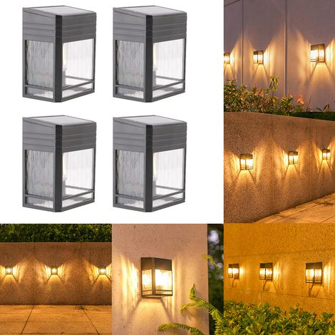 Applique murale solaire extérieure en tungstène 4 pièces, lumière solaire extérieure LED [lumière chaude] (1/5)