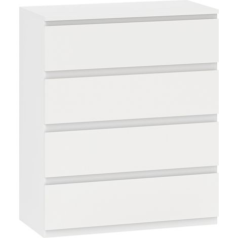 Cassettiera 80x39x95 cm 4 Cassetti Moderna senza Maniglie per Camera e Soggiorno in Legno Ingegnerizzato Bianco (1/5)