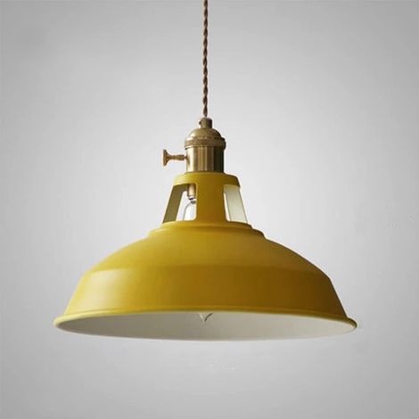 Lámpara colgante industrial, lámpara de techo retro E27, iluminación decorativa, lámpara de techo de metal vintage, para cocina, dormitorio, comedor (amarilla)