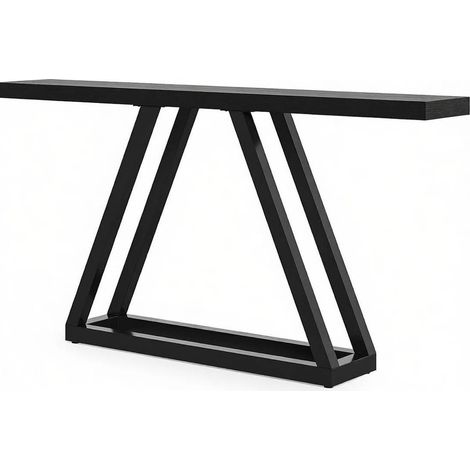 Consola de recibidor industrial negra de MDF y metal 160 x 30 x 80 cm (1/5)