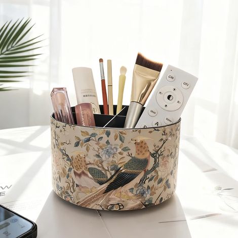 (Magpie - 4 carrés) Présentoir de rangement cosmétique rotatif à 360°, porte-stylo de bureau (1/5)