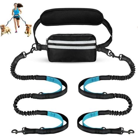 Laisse Mains Libres Pour Chiens, Jogging Chiens Laisses De Course Avec Ceinture, Sac Banane Détachable, Entraînement Laisse Chien