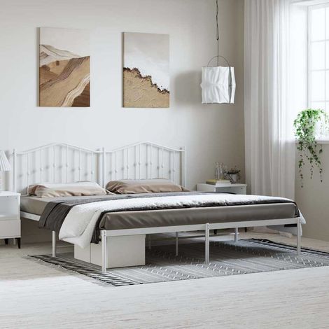 vidaXL Cadre de lit métal sans matelas et tête de lit blanc 183x213 cm (1/5)