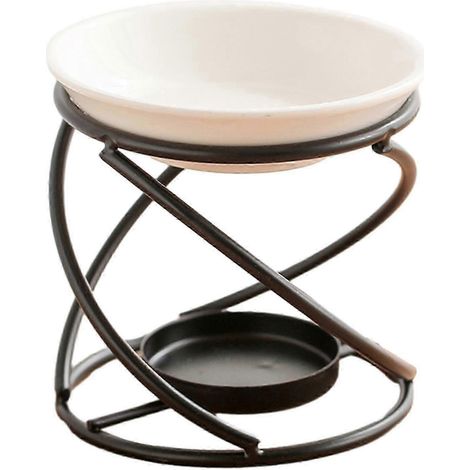 Duftölbrenner, Ölwärmer mit Keramikschale und Teelichthalter, Duftwachsbrenner, Aromaölbrenner für Spa, Schlafzimmer und Yoga-Dekoration-Black (1/5)