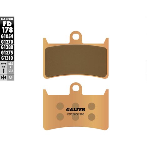 PASTILLAS DE FRENO GALFER KH252 / KH380 DE METAL SINTERIZADO (DORADO) PARA SCOOTER