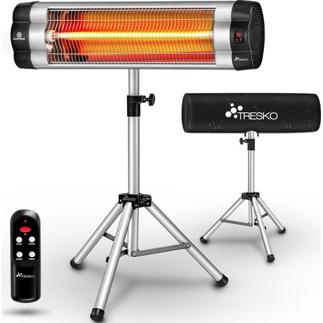 TRESKO Calefactor por Infrarrojos para Terraza 2500W + Control Remoto Estufa Radiante con 3 Temperaturas Radiador Eléctrico para Exterior e Interior Calentador con Altura Regulable (1/5)
