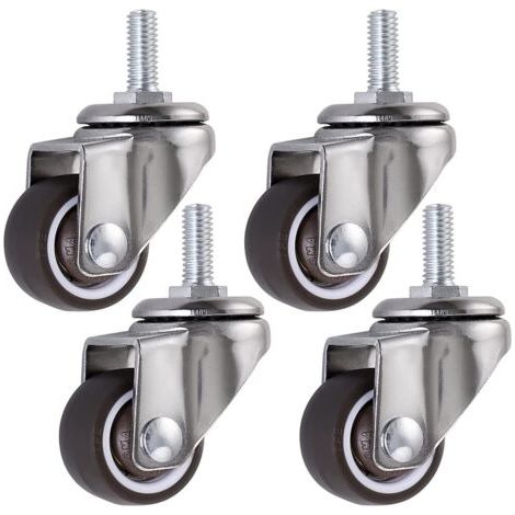 Pcs Roue pivotante, roulettes pour meubles à tige 25mm en M6 × 15, roulettes pivotantes en caoutchouc, pourchariots, chariot, lit bébé, meuble, table, capacité de chargement 15kg par roue
